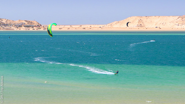 Downwind de folie en kitesurf sur la lagune de Dakhla